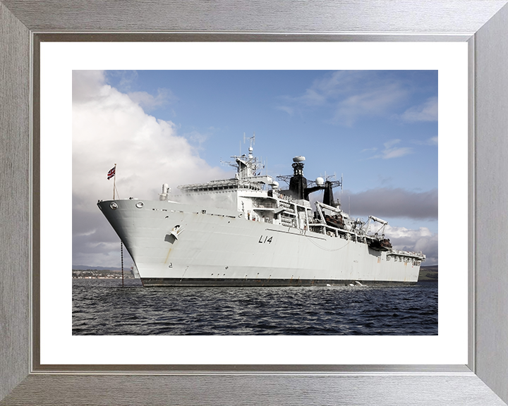 HMS Albion (L14) Royal Navy Albion Class Amphibious Ship Port Bow View Photo Print Wall Art Naval Decor UK Posters, Prints, & Visual Artwork Hampshire Prints 10 x 8 Silver Frame Yes