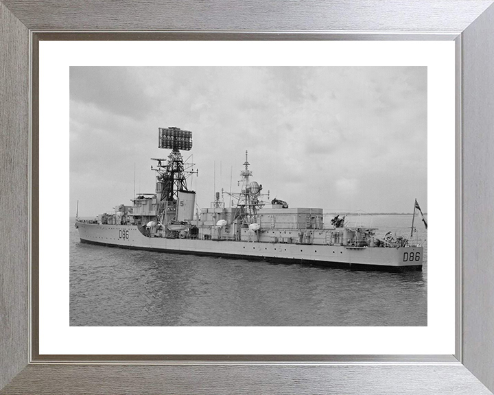 HMS Agincourt (D86) Photo Print - Underway - Royal Navy Battle Class Destroyer Posters, Prints, & Visual Artwork Hampshire Prints 10 x 8 Silver Frame Yes