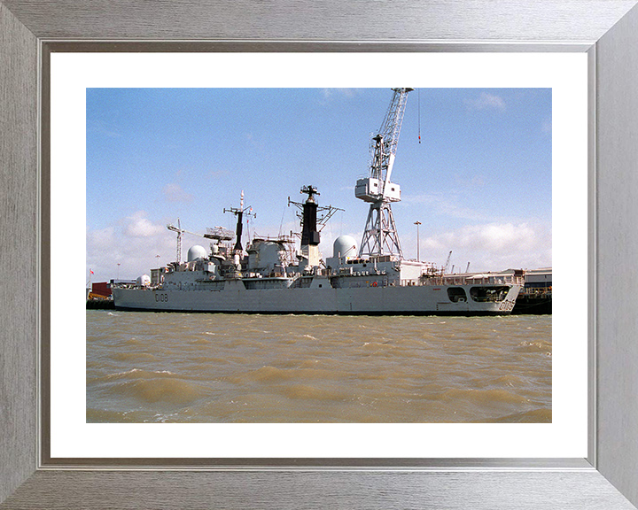 HMS Cardiff (D108) Photo Print - Portsmouth 1994 - Royal Navy Type 42 Destroyer Hampshire Prints 10 x 8 Silver Frame Yes