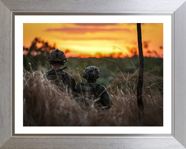 Royal Marine Commandos at sunset Photo Print - 40 Commando Hampshire Prints 10 x 8 Silver Frame Yes