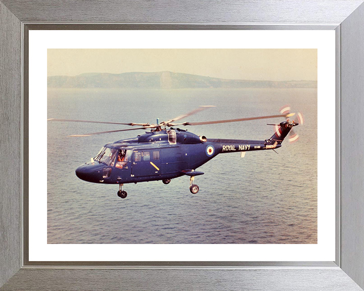 Westland Lynx Helicopter in Flight 1984 Photo Print - Royal Navy Aircraft Hampshire Prints 10 x 8 Silver Frame Yes