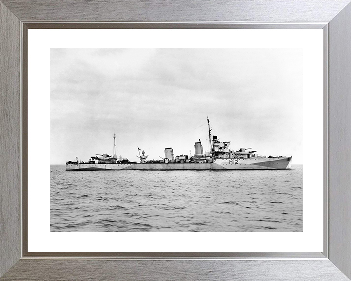 HMS Achates (H12) Royal Navy A Class destroyer Destroyer Photo Print Starboard View Warship Wall Art Posters, Prints, & Visual Artwork Hampshire Prints 10 x 8 Silver Frame Yes