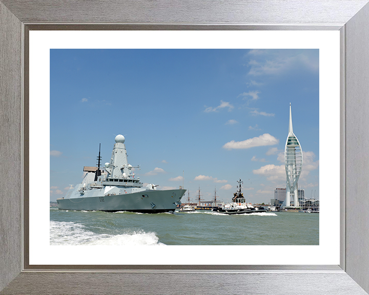 HMS Daring (D32) Royal Navy Type 45 Destroyer Leaves Portsmouth 2013 Photo Print Wall Art Decor Posters, Prints, & Visual Artwork Hampshire Prints 10 x 8 Silver Frame Yes