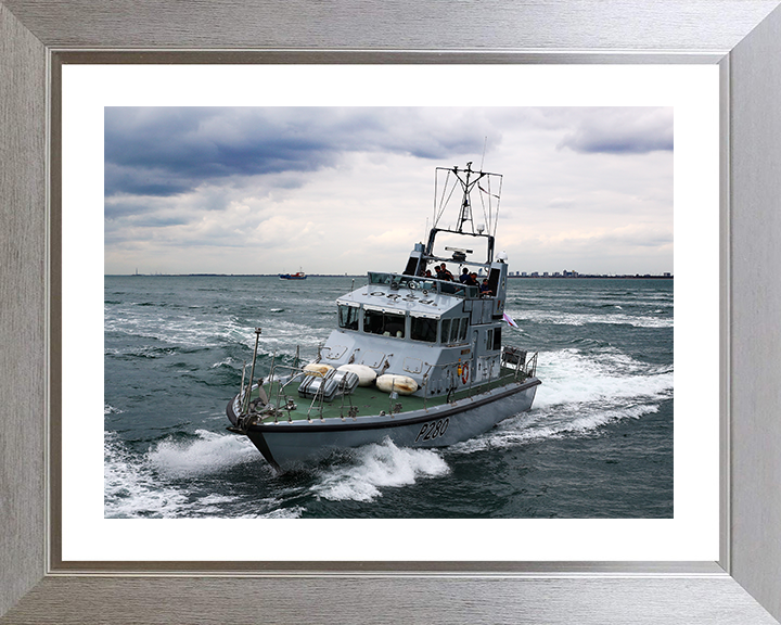 HMS Dasher (P280) Photo Print - At Sea 2017 - Royal Navy Archer Class P2000 Patrol Vessel Posters, Prints, & Visual Artwork Hampshire Prints 10 x 8 Silver Frame Yes