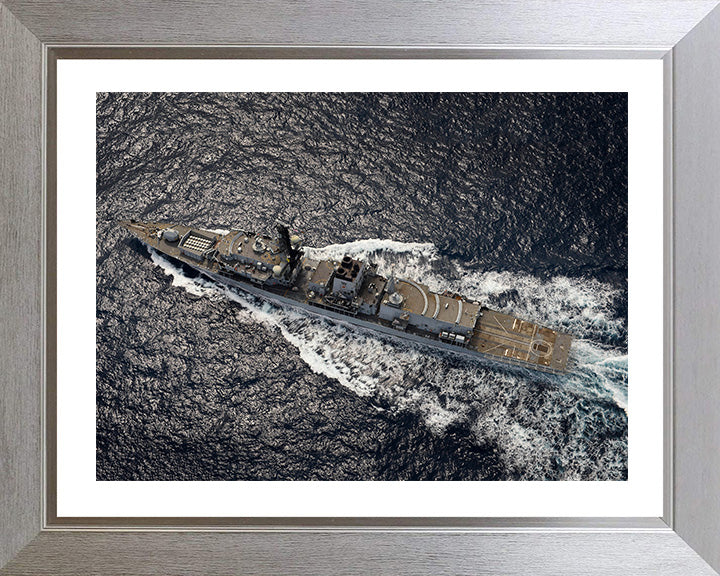 HMS Lancaster (F229) Photo Print - From The Air - Royal Navy Type 23 Frigate Hampshire Prints 10 x 8 Silver Frame Yes