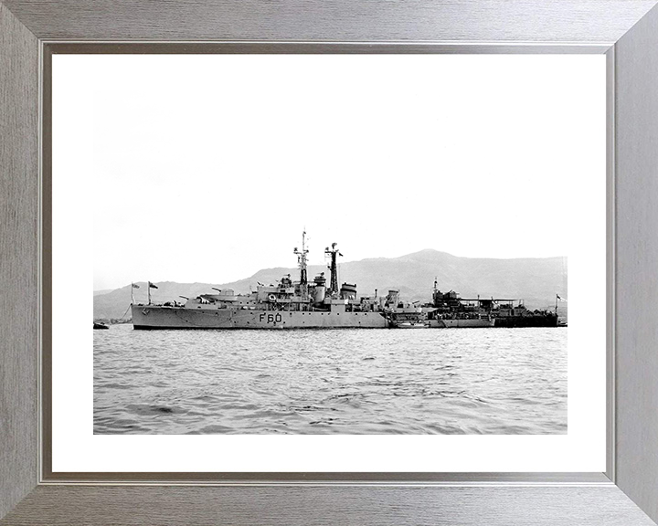 HMS Alacrity (U60) Royal Navy Black Swan Class Sloop Warship Port View Photo Print Wall Art Posters, Prints, & Visual Artwork Hampshire Prints 10 x 8 Silver Frame Yes