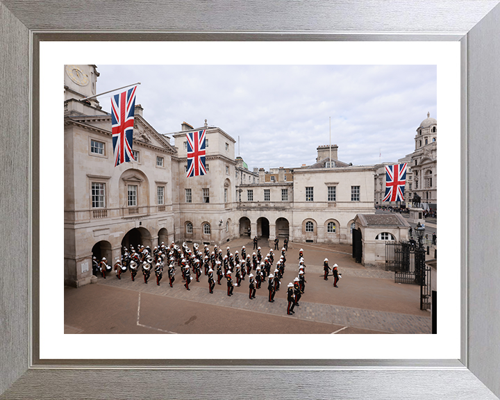 Royal Marines Band Service Marching At Horse Guards London Photo Print Hampshire Prints 10 x 8 Silver Frame Yes