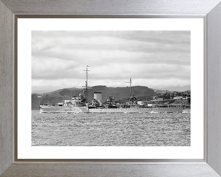 HMS Achilles (C70) Royal Navy Leander Class Light Cruiser Photo Print Warship Wall Art Posters, Prints, & Visual Artwork Hampshire Prints 10 x 8 Silver Frame Yes