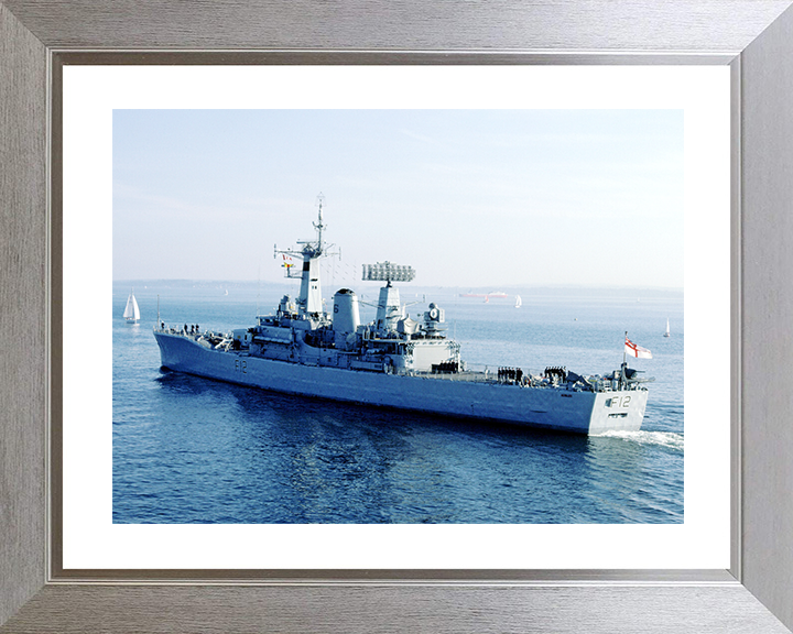 HMS Achilles (F12) Royal Navy Leander Class Frigate Photo Print Leaving Harbour Warship Wall Art Posters, Prints, & Visual Artwork Hampshire Prints 10 x 8 Silver Frame Yes