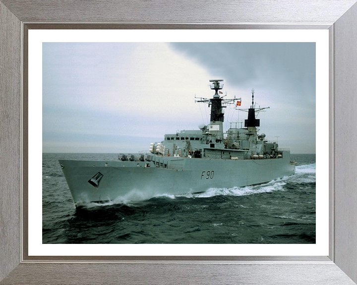 HMS Brilliant (F90) Photo Print - At Sea Port Bow View - Royal Navy Type 22 Frigate Hampshire Prints 10 x 8 Silver Frame Yes