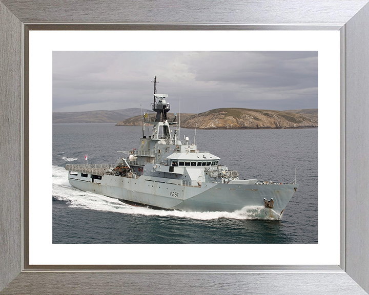 HMS Clyde (P257) Royal Navy River Class Patrol Vessel High Starboard View Photo Print Wall Art Decor Posters, Prints, & Visual Artwork Hampshire Prints 10 x 8 Silver Frame Yes