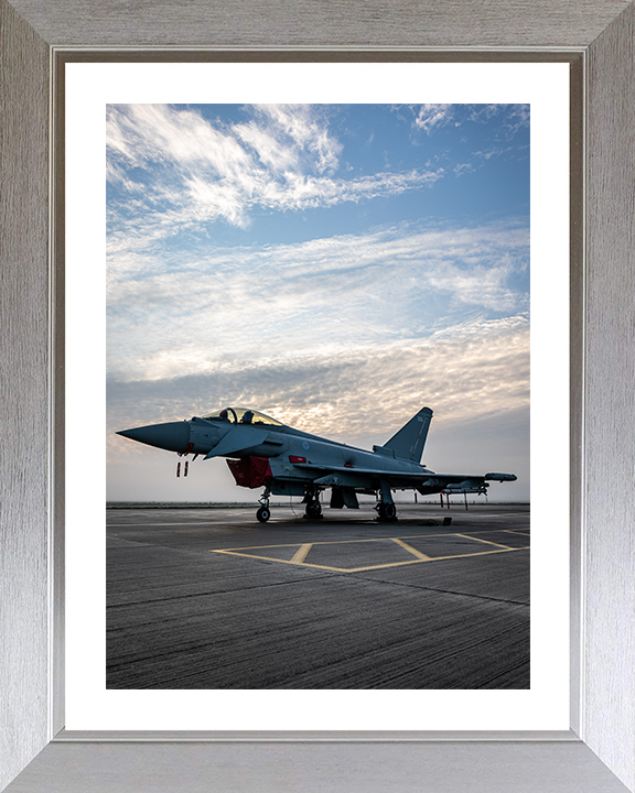 RAF Typhoon on a runway Photo Print - Royal Air Force Aircraft Hampshire Prints 10 x 8 Silver Frame Yes