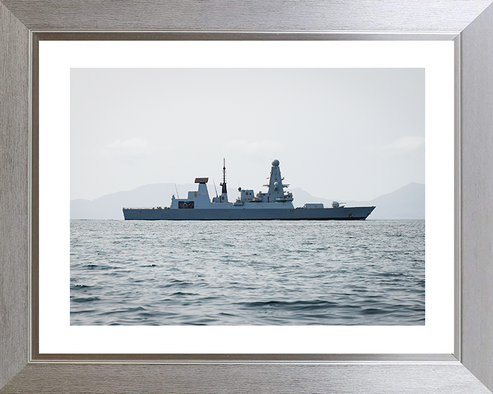 HMS Defender (D36) Royal Navy Type 45 Destroyer Starboard Beam View Photo Print Wall Art Decor Posters, Prints, & Visual Artwork Hampshire Prints 10 x 8 Silver Frame Yes