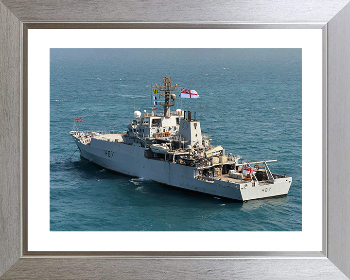 HMS Echo (H87) Royal Navy Echo Class Survey Vessel Sat At Anchor Photo Print Wall Art Decor Posters, Prints, & Visual Artwork Hampshire Prints 10 x 8 Silver Frame Yes