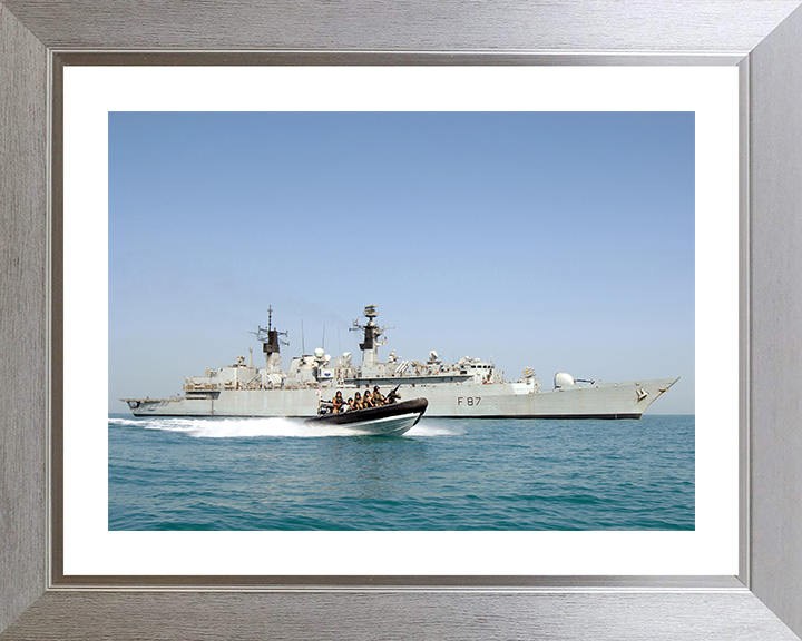 HMS Chatham (F87) Photo Print - Al Basrah Iraqi 2008 - Royal Navy Type 22 Frigate Posters, Prints, & Visual Artwork Hampshire Prints 10 x 8 Silver Frame Yes