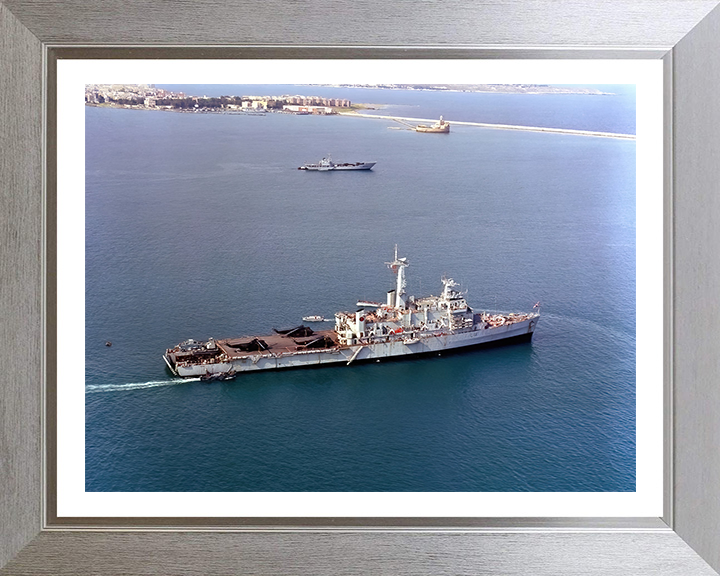 HMS Intrepid (L11) Photo Print - Starboard View - Royal Navy Fearless Class Amphibious Ship Hampshire Prints 10 x 8 Silver Frame Yes