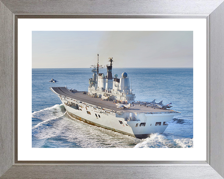 HMS Ark Royal (R07) Royal Navy Invincible Class Aircraft Carrier Takeoff Photo Print Wall Art Decor Posters, Prints, & Visual Artwork Hampshire Prints 10 x 8 Silver Frame Yes