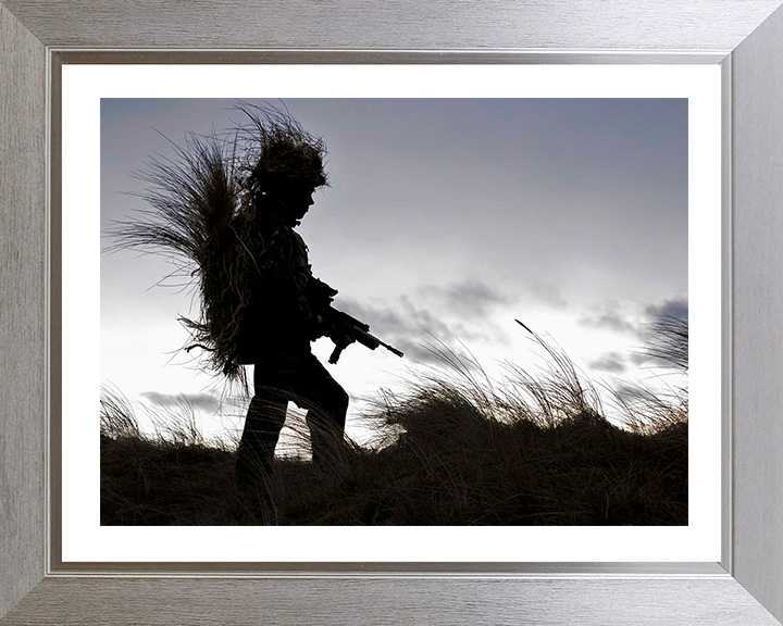 RAF Regiment Gunner Silhouette Photo Print - Royal Air Force Hampshire Prints 10 x 8 Silver Frame Yes