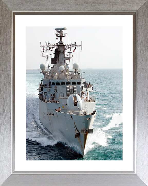 HMS Chatham (F87) Royal Navy Type 22 Frigate Bow View Portrait Photo Print Wall Art Decor Posters, Prints, & Visual Artwork Hampshire Prints 10 x 8 Silver Frame Yes