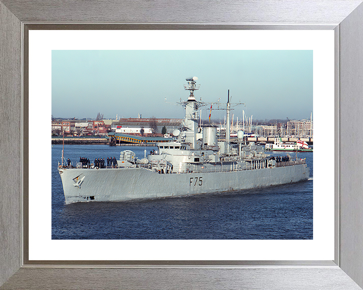 HMS Charybdis (F75) Royal Navy Leander Class Frigate Leaving Portsmouth Photo Print Wall Art Decor Posters, Prints, & Visual Artwork Hampshire Prints 10 x 8 Silver Frame Yes