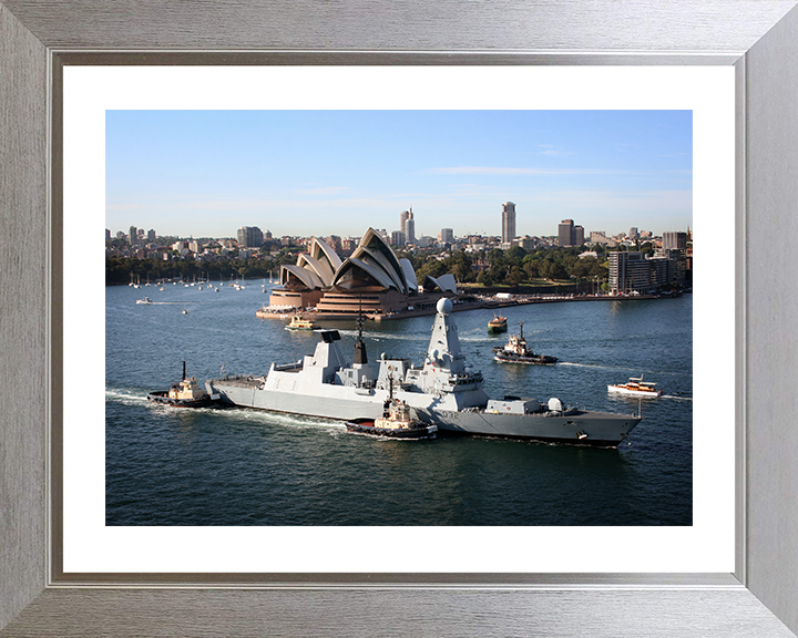 HMS Daring (D32) Photo Print - Sydney Opera House 2013 - Royal Navy Type 45 Destroyer Posters, Prints, & Visual Artwork Hampshire Prints 10 x 8 Silver Frame Yes