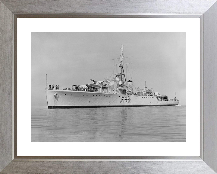 HMS Pelican (F86) Photo Print - At Sea 1954 - Royal Navy Egret Class Sloop Posters, Prints, & Visual Artwork Hampshire Prints 10 x 8 Silver Frame Yes