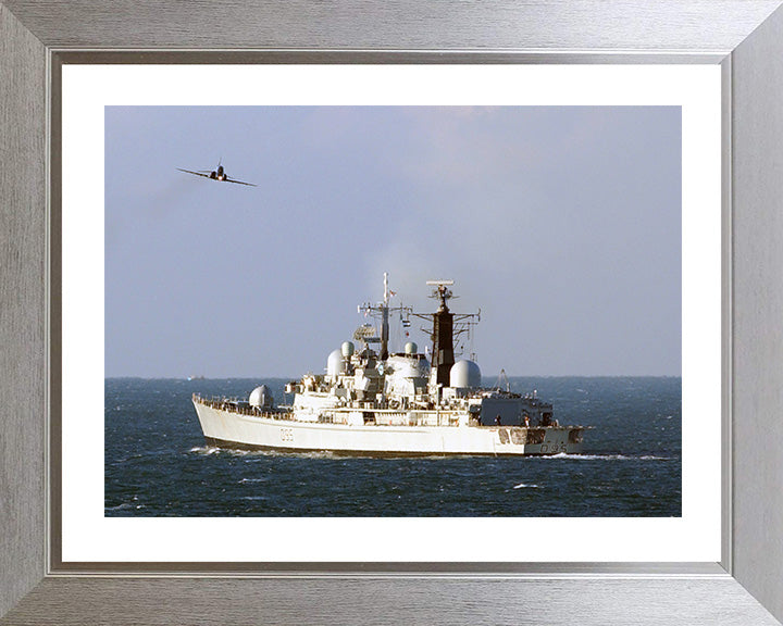 HMS Manchester (D95) Photo Print - Port Quarter View - Royal Navy Type 42 Destroyer Hampshire Prints 10 x 8 Silver Frame Yes
