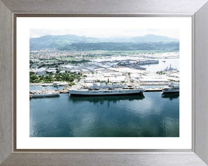 HMS Ark Royal (R07) Royal Navy Invincible Class Aircraft Carrier Subic Bay 1988 Photo Print Wall Art Decor Posters, Prints, & Visual Artwork Hampshire Prints 10 x 8 Silver Frame Yes