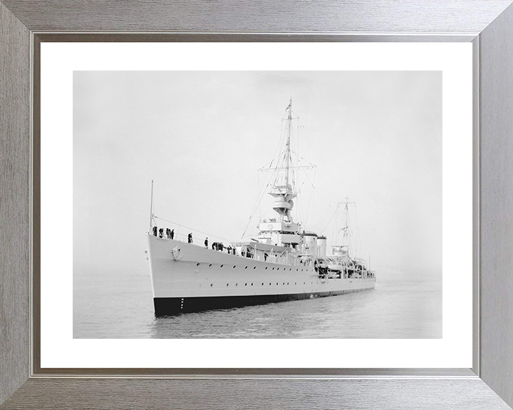 HMS Despatch (D30) Royal Navy Danae Class Cruiser Port Bow View Photo Print Wall Art Decor Posters, Prints, & Visual Artwork Hampshire Prints 10 x 8 Silver Frame Yes