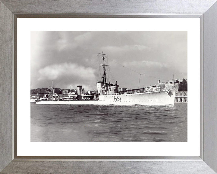 HMS Scout (H51) Photo Print - Underway - Royal Navy S Class Destroyer Hampshire Prints 10 x 8 Silver Frame Yes
