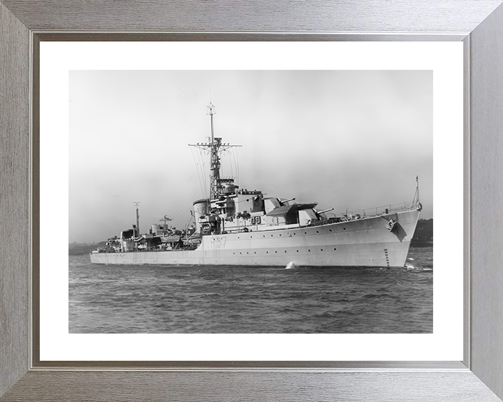 HMS Whelp (R37) Photo Print - At Sea 1944 - Royal Navy W Class Destroyer Hampshire Prints 10 x 8 Silver Frame Yes
