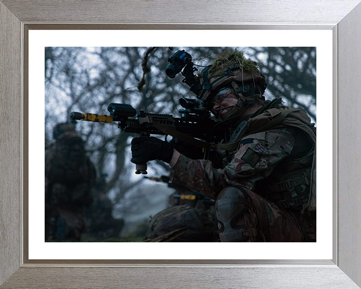 Female officer Cadet During an exercise Photo Print - British Army Hampshire Prints 10 x 8 Silver Frame Yes