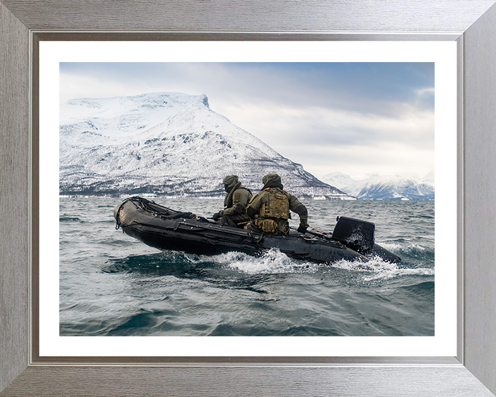 Royal Marines on a rigid inflatable boat Photo Print - 30 Commando Hampshire Prints 10 x 8 Silver Frame Yes