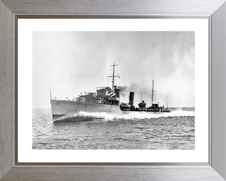 HMS Diamond (H22) Royal Navy D Class Destroyer Port Bow View Photo Print Wall Art Decor Posters, Prints, & Visual Artwork Hampshire Prints 10 x 8 Silver Frame Yes