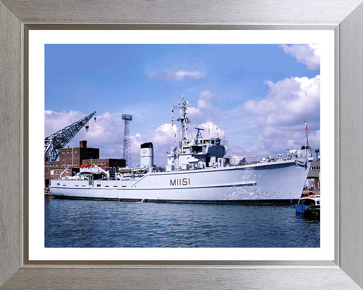 HMS Iveston (M1151) Photo Print - Alongside - Royal Navy Ton Class Minesweeper Hampshire Prints 10 x 8 Silver Frame Yes