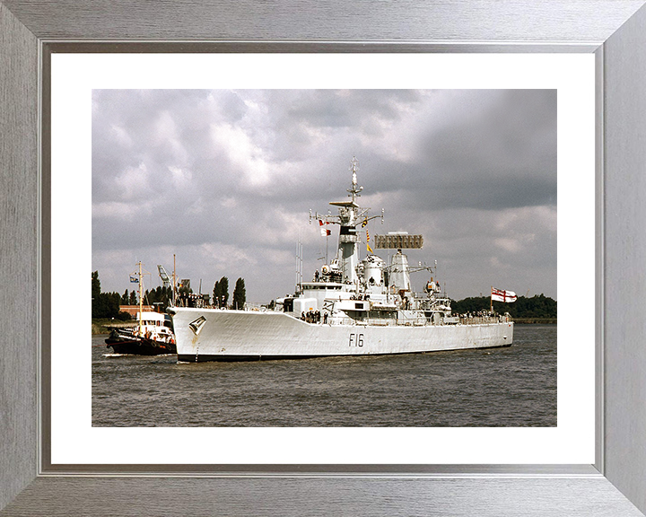 HMS Diomede (F16) Royal Navy Leander Class Frigate Entering Harbour Photo Print Wall Art Decor Posters, Prints, & Visual Artwork Hampshire Prints 10 x 8 Silver Frame Yes