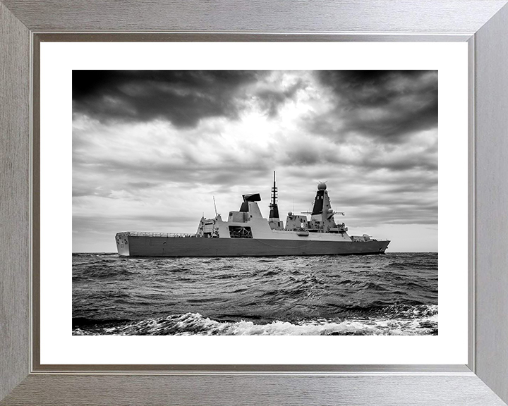HMS Duncan (D37) Royal Navy Type 45 Destroyer Black and White Photo Print Wall Art Decor UK Posters, Prints, & Visual Artwork Hampshire Prints 10 x 8 Silver Frame Yes