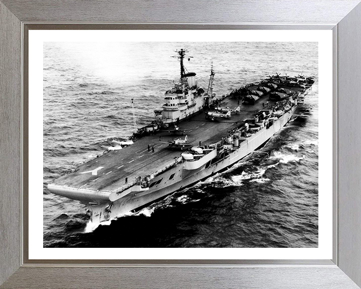 HMS Illustrious (87) Photo Print - Port Bow View - Royal Navy Illustrious Class Aircraft Carrier Hampshire Prints 10 x 8 Silver Frame Yes