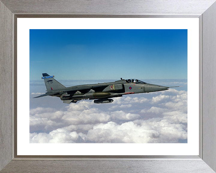 RAF Jaguar Jet in flight Photo Print - Royal Air Force Aircraft Hampshire Prints 10 x 8 Silver Frame Yes