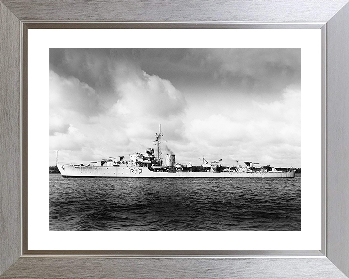 HMS Comus (R43) Royal Navy C Class Destroyer Port Beam View Photo Print Wall Art Decor Posters, Prints, & Visual Artwork Hampshire Prints 10 x 8 Silver Frame Yes