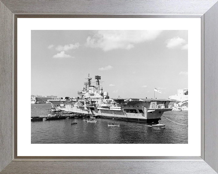 HMS Ark Royal (R09) Royal Navy Audacious Class Aircraft Carrier Alongside Photo Print Wall Art Decor Posters, Prints, & Visual Artwork Hampshire Prints 10 x 8 Silver Frame Yes