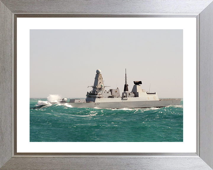 HMS Daring (D32) Photo Print - In Rough Sea 2012 - Royal Navy Type 45 Destroyer Hampshire Prints 10 x 8 Silver Frame Yes
