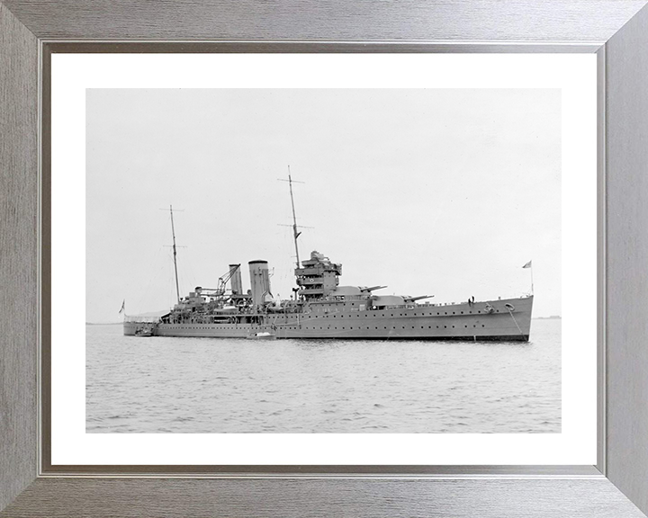HMS York (90) Photo Print - At Anchor 1931 - Royal Navy York Class Heavy Cruiser Hampshire Prints 10 x 8 Silver Frame Yes