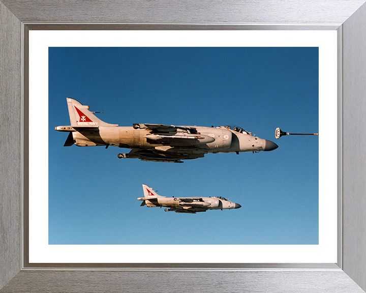 Harrier FA2 Jet Air to Air Refuelling Photo Print - Royal Navy Aircraft Posters, Prints, & Visual Artwork Hampshire Prints 10 x 8 Silver Frame Yes