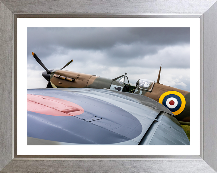 RAF Spitfire cockpit Close Up Photo Print - Royal Air Force Aircraft Hampshire Prints 10 x 8 Silver Frame Yes