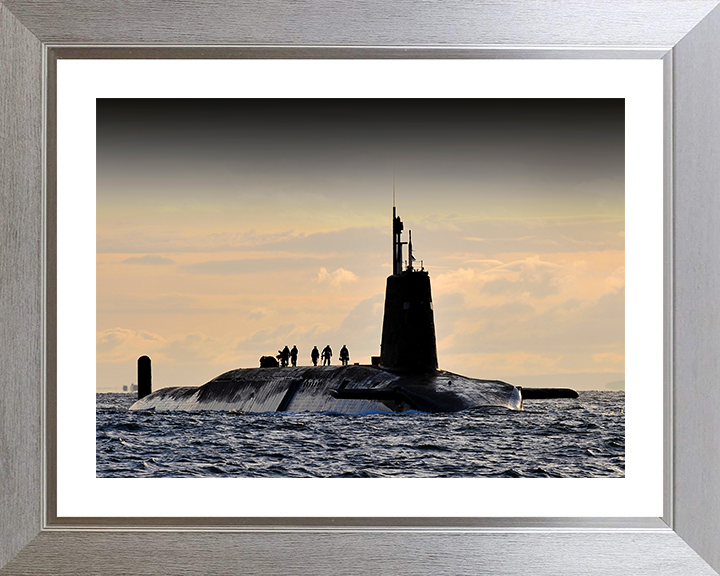 HMS Vanguard (S28) Photo Print - Sunset 2010 - Royal Navy Vanguard Class Submarine Hampshire Prints 10 x 8 Silver Frame Yes