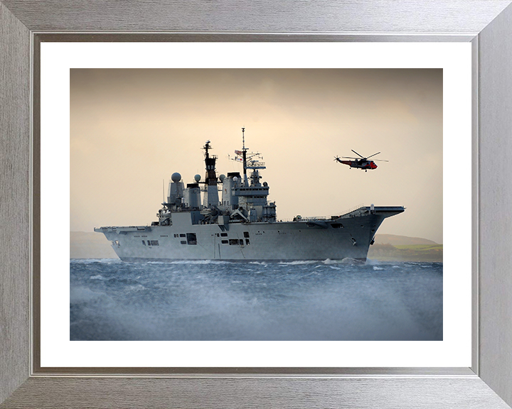 HMS Ark Royal (R07) Photo Print - Off Scotland 2010 - Royal Navy Invincible Class Aircraft Carrier Hampshire Prints 10 x 8 Silver Frame Yes