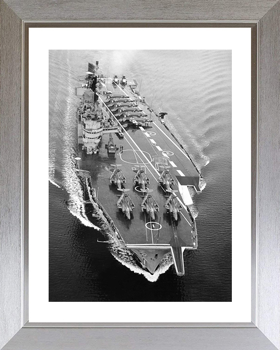 HMS Ark Royal (R09) Royal Navy Audacious Class Aircraft Carrier From the Air Photo Print Wall Art Decor Posters, Prints, & Visual Artwork Hampshire Prints 10 x 8 Silver Frame Yes