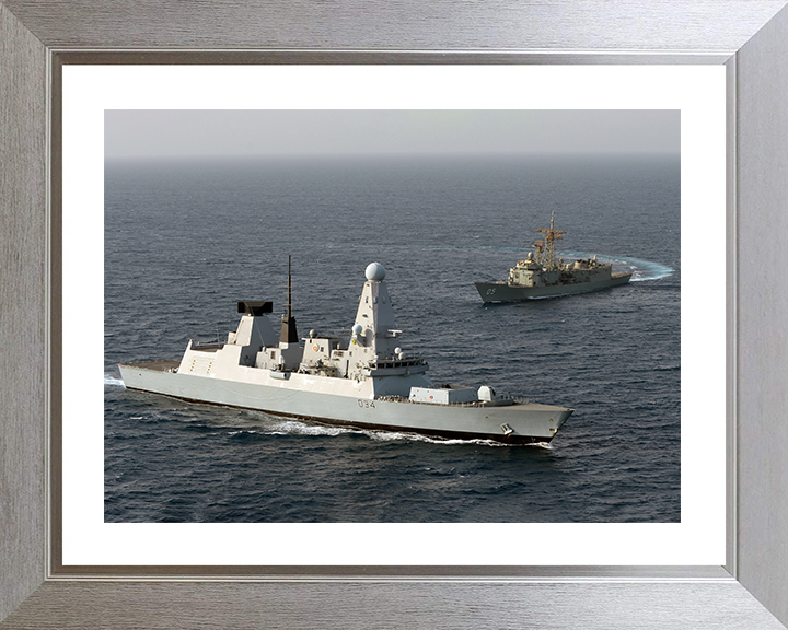 HMS Diamond (D34) Photo Print - HMAS Melbourne - Royal Navy Type 45 Destroyer Hampshire Prints 10 x 8 Silver Frame Yes