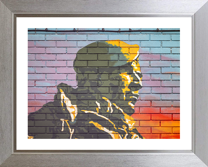 Royal Marines Commando Falklands Yomper Mural Closeup Photo Print - Lympstone Hampshire Prints 10 x 8 Silver Frame Yes